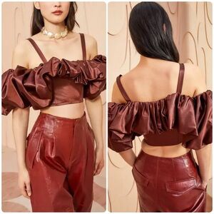 Ulla Johnson Fia Satin Top In Mahogany